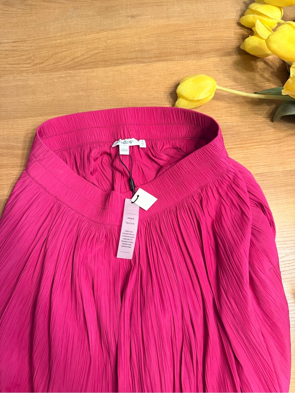 Chico's Hot Pink Pleated Skirt